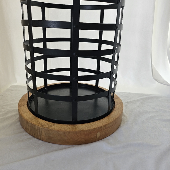 Large Indoor/Outdoor Rustic Wood & Metal Candle Holder Industrial Farmhouse - Picture 11 of 11